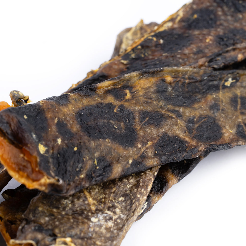 Getrocknete Wolfsbarschhaut für Hunde (70g oder 1.000g)