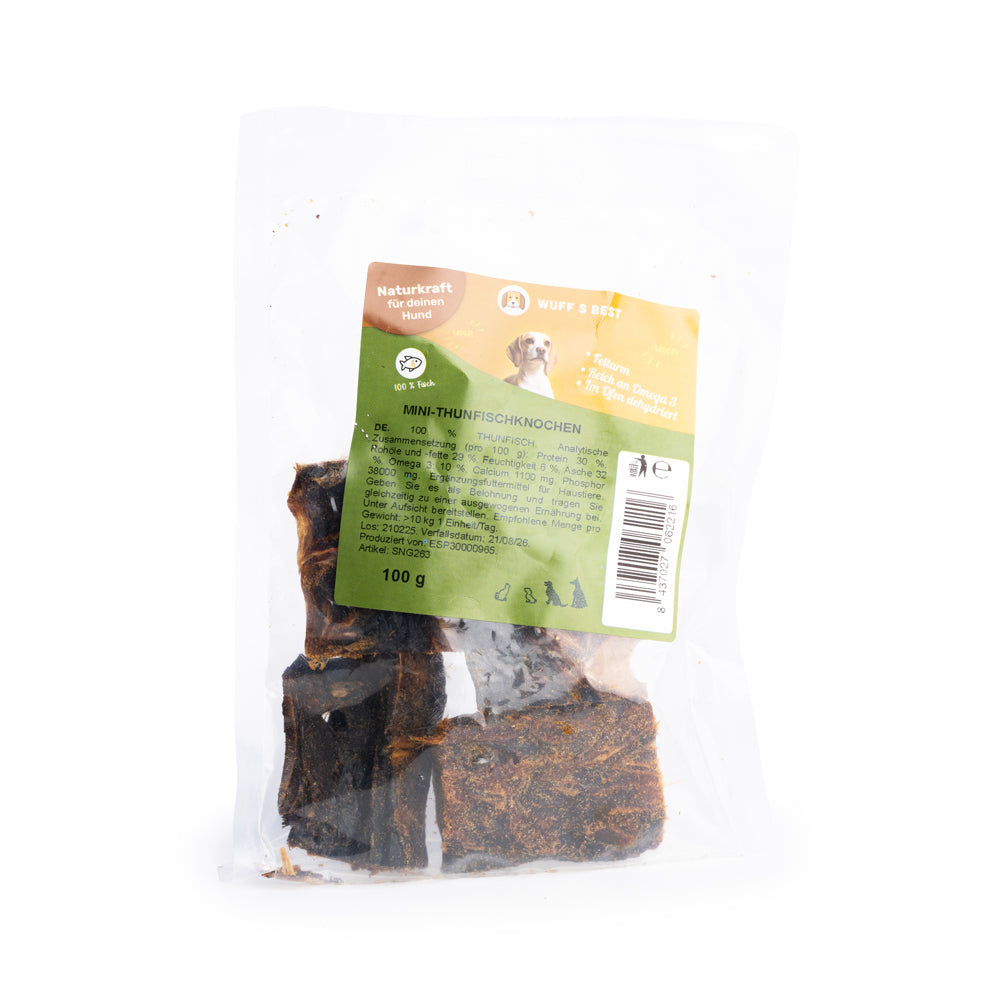 Kleine Thunfisch Knochen für Hunde (100g oder 1.000g)