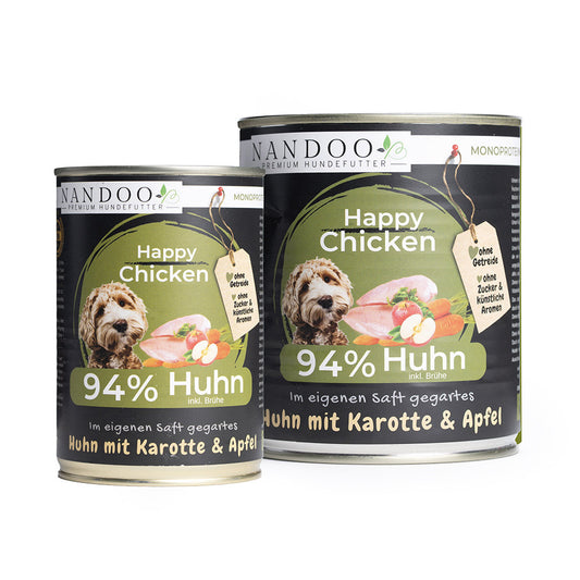 Nassfutter Huhn mit Karotte & Apfel (400g oder 800g Dose)