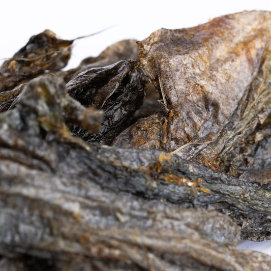 Getrocknete Heilbutthaut für Hunde (70g oder 1.000g)