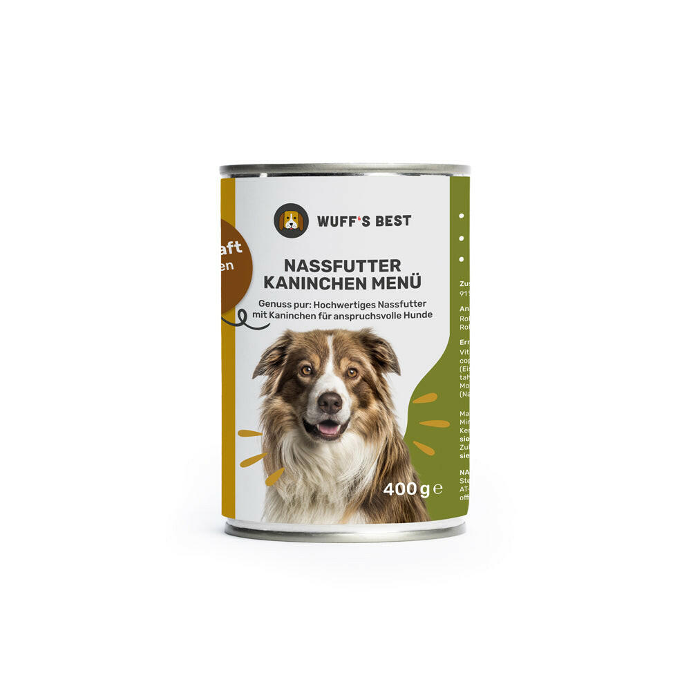 Nassfutter für Hunde - Kaninchen Menü 400g Dose